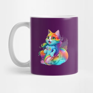 Cat mermaid Rainbow design Mug